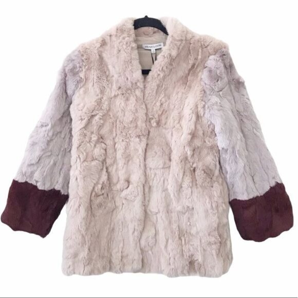 Heartloom Mari Fur Colorblock Coat Jacket NWT XS - Picture 1 of 6